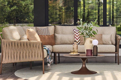 Fiave Lounge Collection bronze outdoor sofa set with armchairs and coffee table