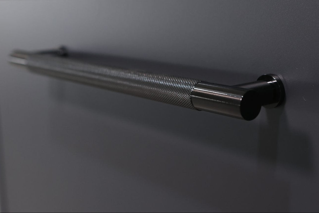 The Sizzler stainless black cabinet handle