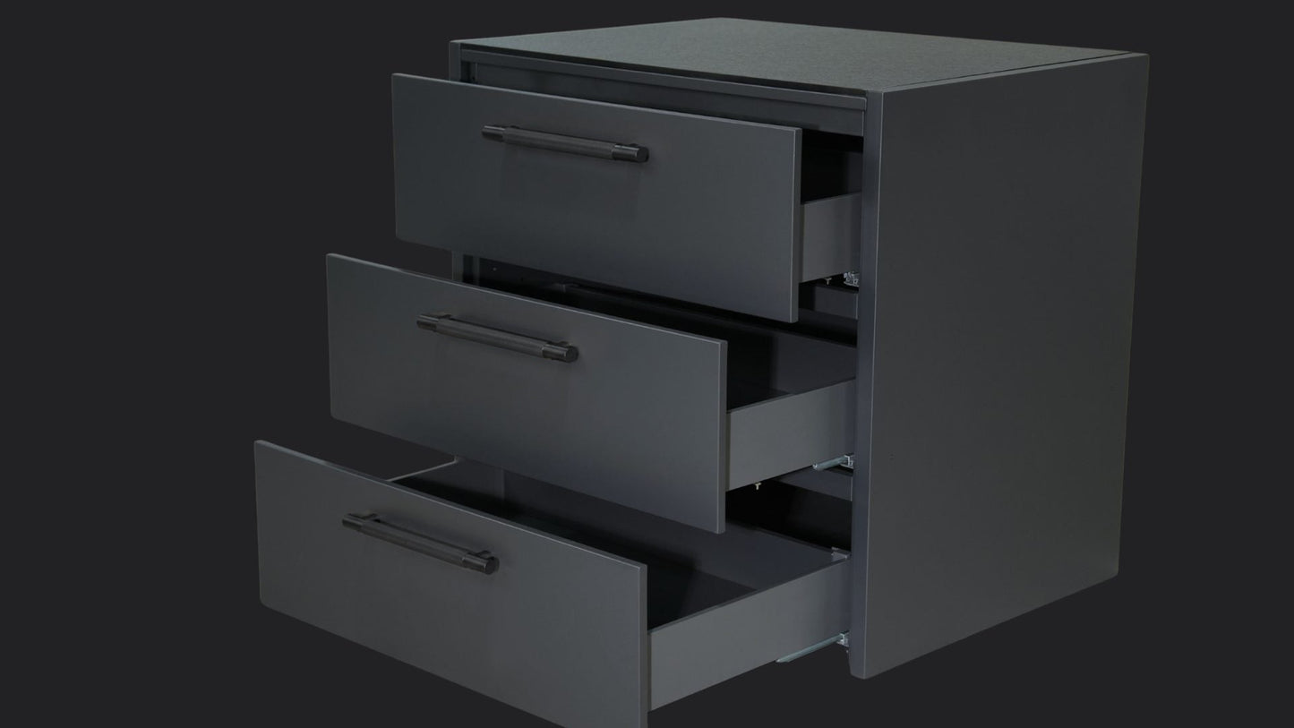 L-Shape 3.4m 90cm triple drawers, open