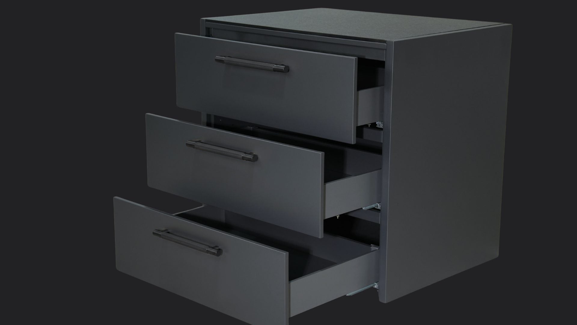 L-Shape 3.4m 90cm triple drawers, open