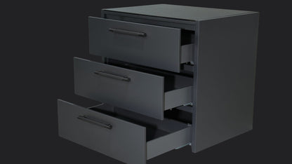 L-Shape 3.4m 90cm triple drawers, open