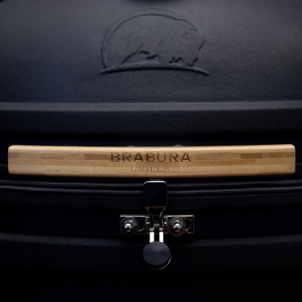 L-Shape 3.5m Kamado egg handle and lid latch detail
